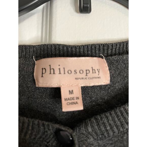 Philosophy Dark Academia Cardigan Sweater Women Medium Grandma Cottage Core - Picture 2 of 12
